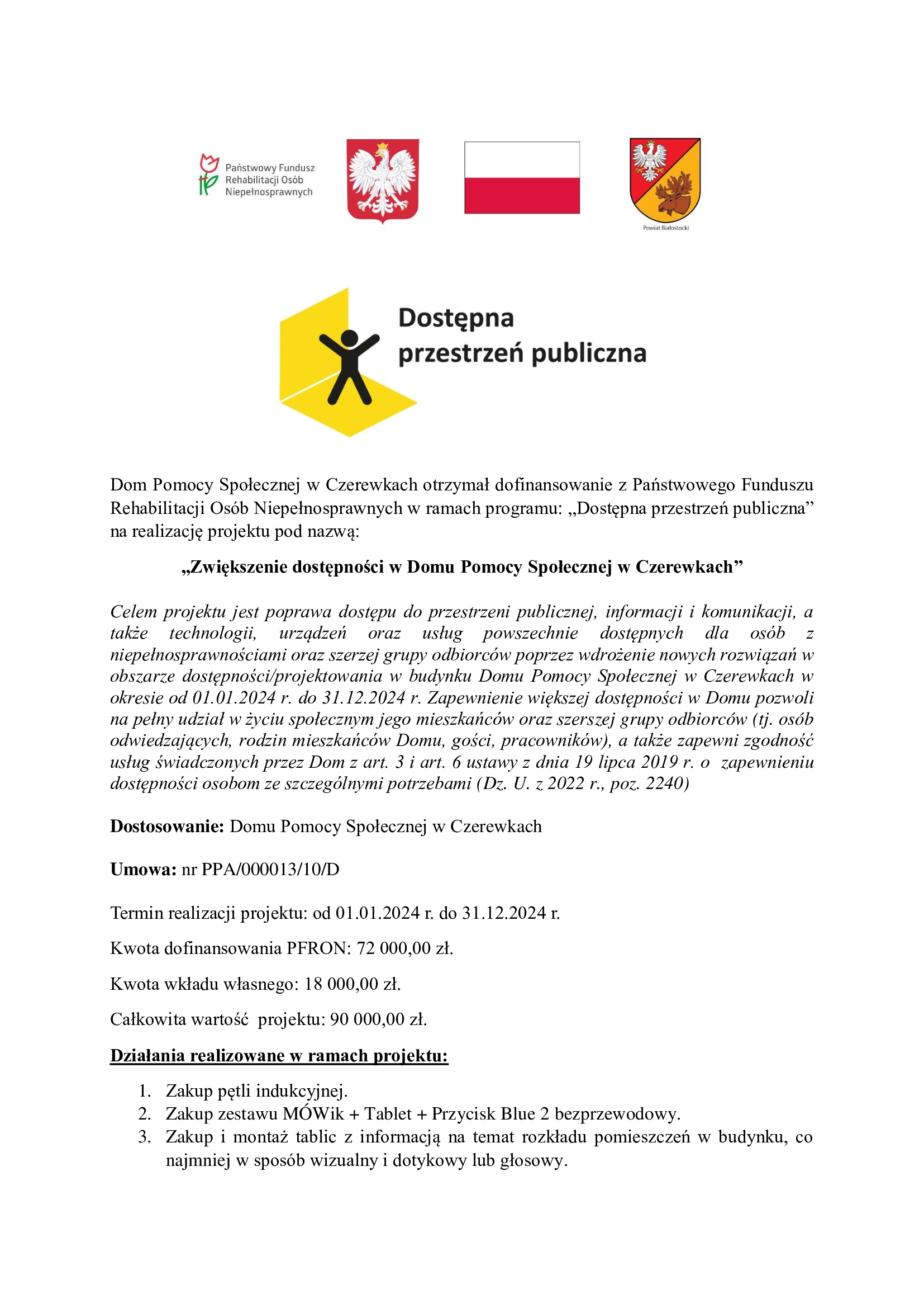 Dostpna przestrze publiczna do Domu Pomocy Spoecznej w Czerewkach (2024 rok)