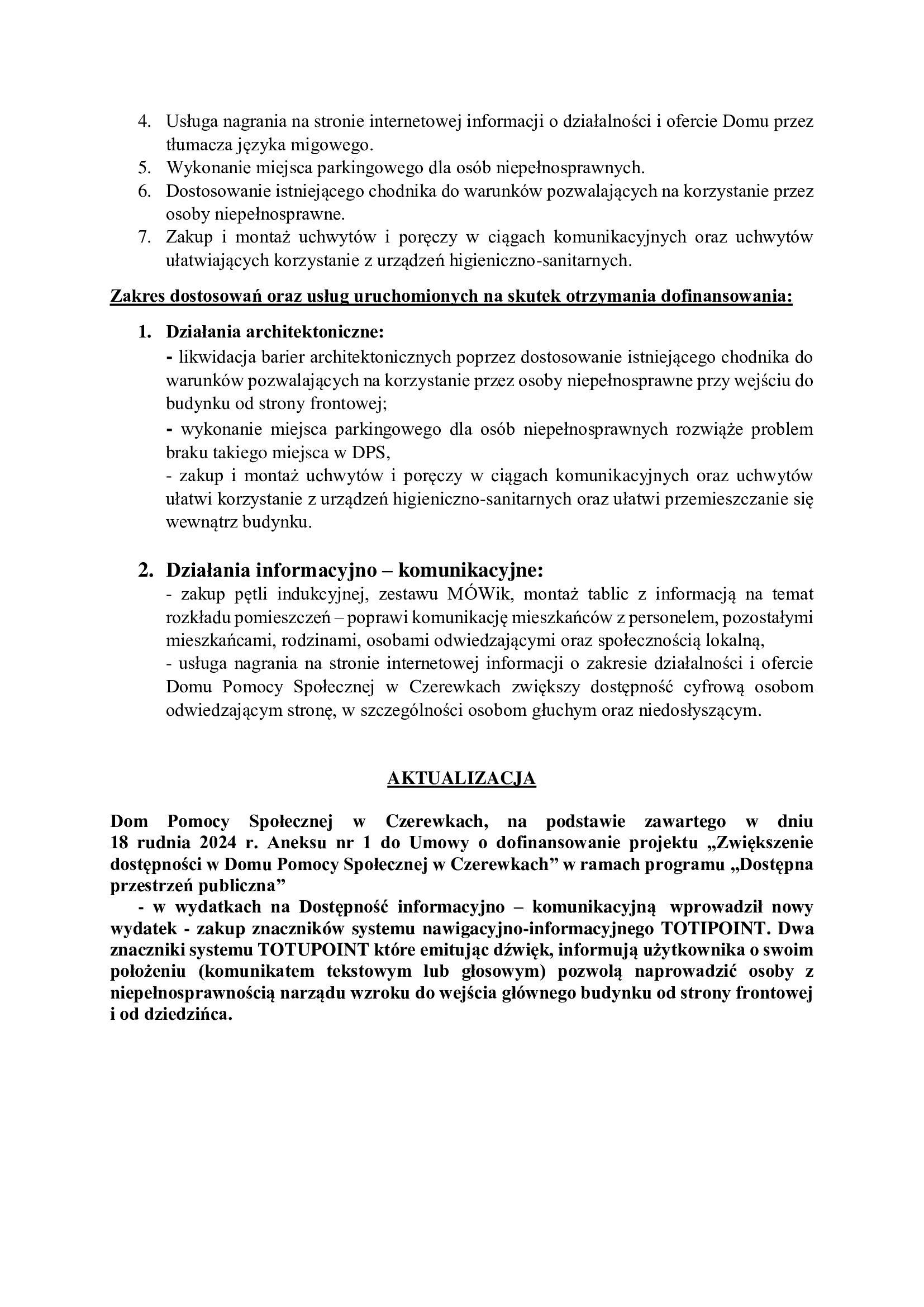 Dostpna przestrze publiczna do Domu Pomocy Spoecznej w Czerewkach (2024 rok)